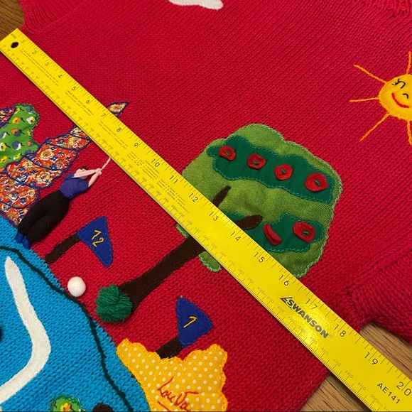 Andina hand made vintage 3D golf unique sweater - Picture 14 of 16